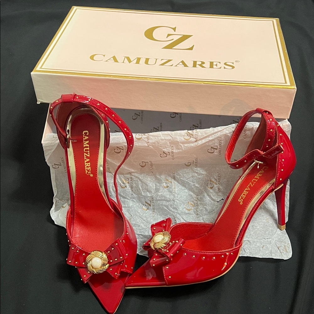 Camuzares Red High Heel Sandals